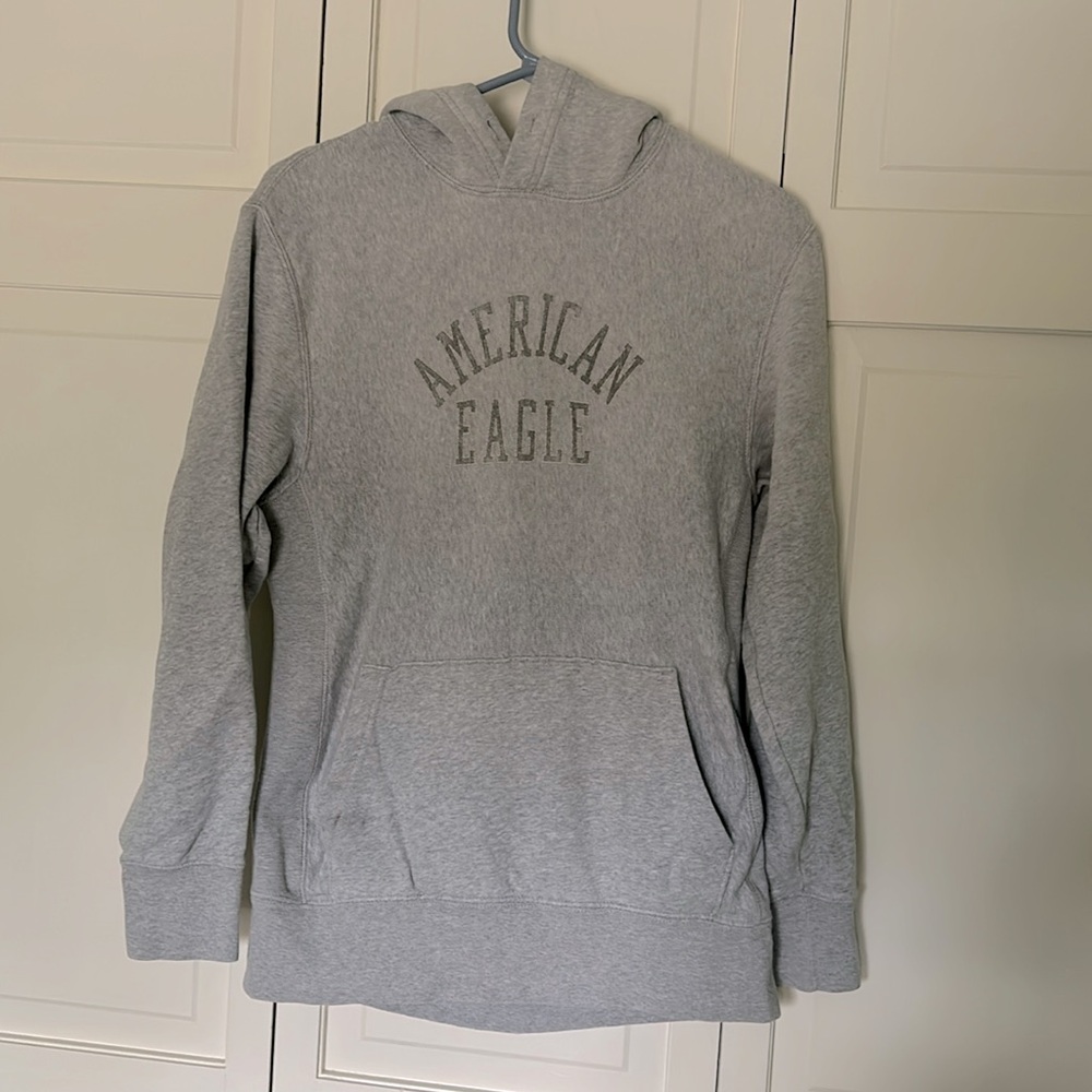 American Eagle XS Men's or Woman's Light Gray Hooded Sweatshirt
